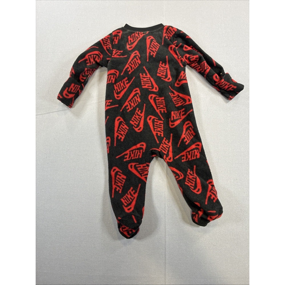 Nike 3 Month One Piece Zip Up Sleeper Red Black Footed Mittens - Picture 7 of 7